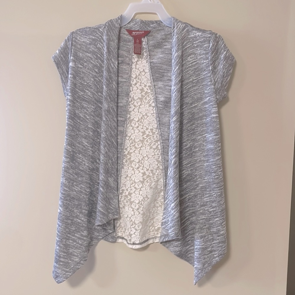 New Arizona gray/ivory girl sweater size 7/8.